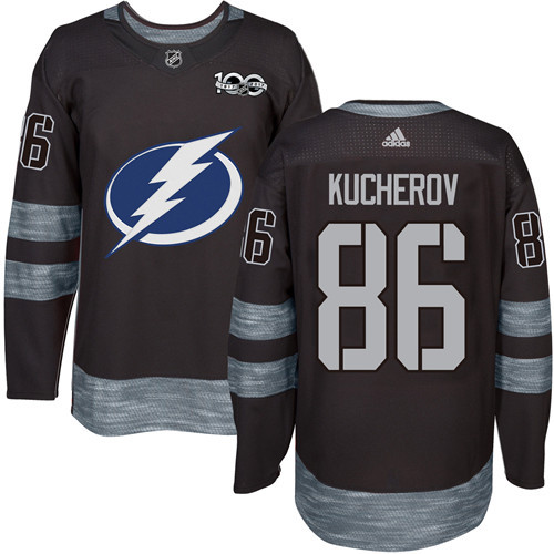 Adidas Lightning #86 Nikita Kucherov Black 1917-100th Anniversary Stitched NHL Jersey